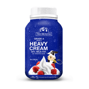 Tres Monjitas Heavy Cream Grade A 40% Milk Fat 40% grasa de Leche 8oz