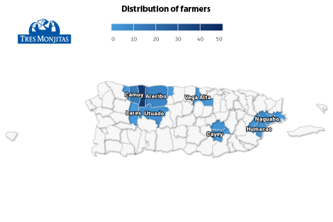 1. Vaquería Tres Monjitas recoge leche fresca a diario, en diversas fincas puertorriqueñas, mayormente destacadas en el área norte, centro y este de la isla.