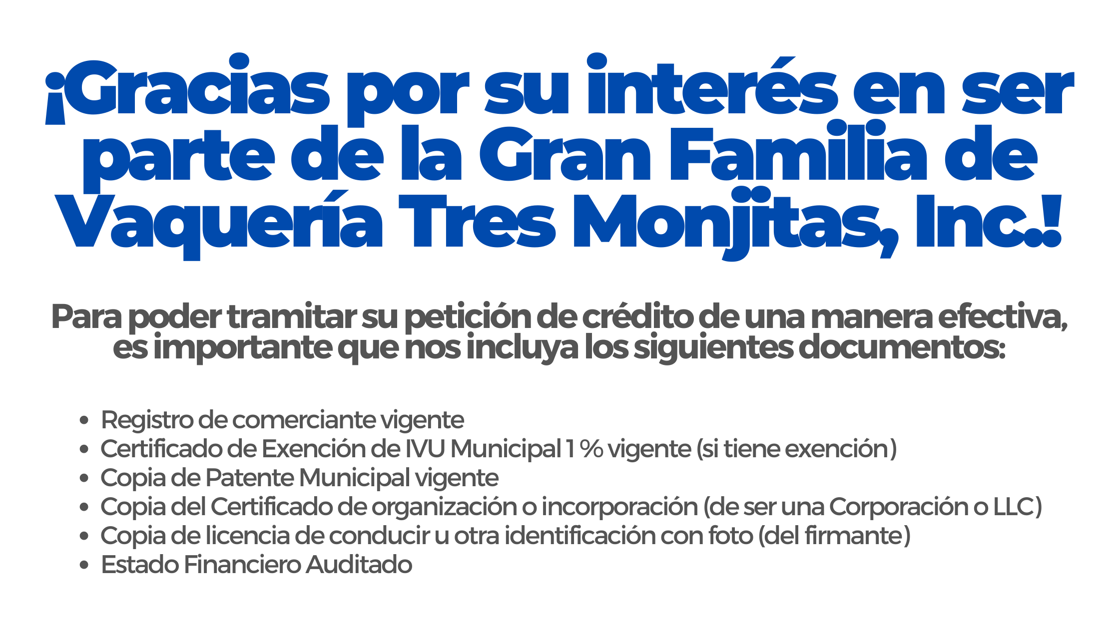¡Sé parte de la Gran Familia de Vaquería Tres Monjitas, Inc.!